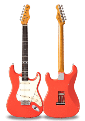 TRAD MASTER SERIES SIGMA-SSS Fiesta Red Medium Aged Curly Maple on Macassar Ebony Neck
