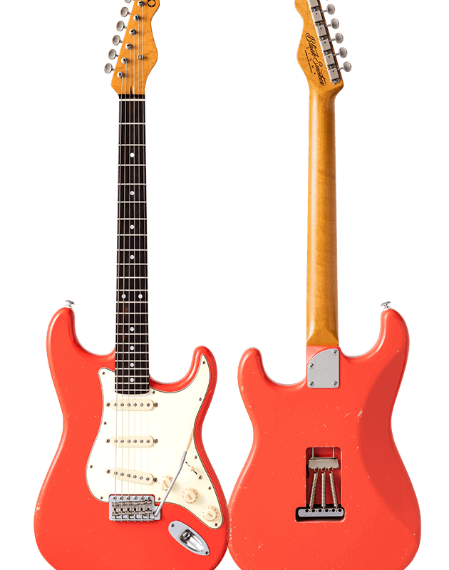 TRAD MASTER SERIES SIGMA-SSS Fiesta Red Medium Aged Curly Maple on Macassar Ebony Neck