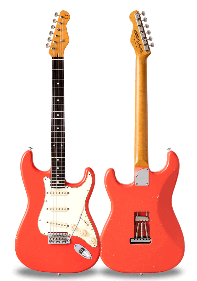 TRAD MASTER SERIES SIGMA-SSS Fiesta Red Medium Aged Curly Maple on Macassar Ebony Neck