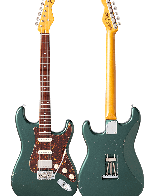 TRAD MASTER SERIES SIGMA-SSH Old Green Metallic Medium Aged Curly Maple on Cocobolo Neck
