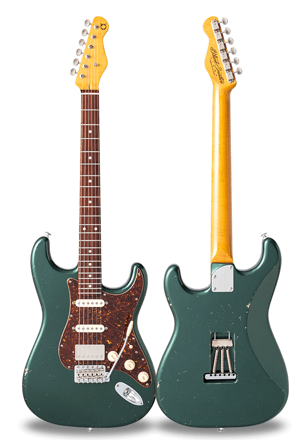 TRAD MASTER SERIES SIGMA-SSH Old Green Metallic Medium Aged Curly Maple on Cocobolo Neck