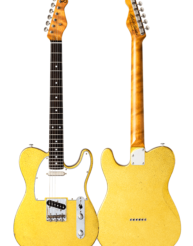 TRAD MASTER SERIES DELTA-SA Gold Sparkle Light Aged Curly Maple on Macassar Ebony Neck