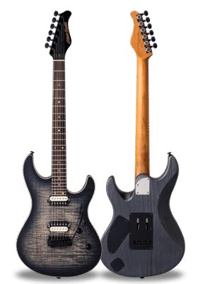 FUTURA-S HH Transparent Black / Ash Back Flame Maple AAAAA Top Body