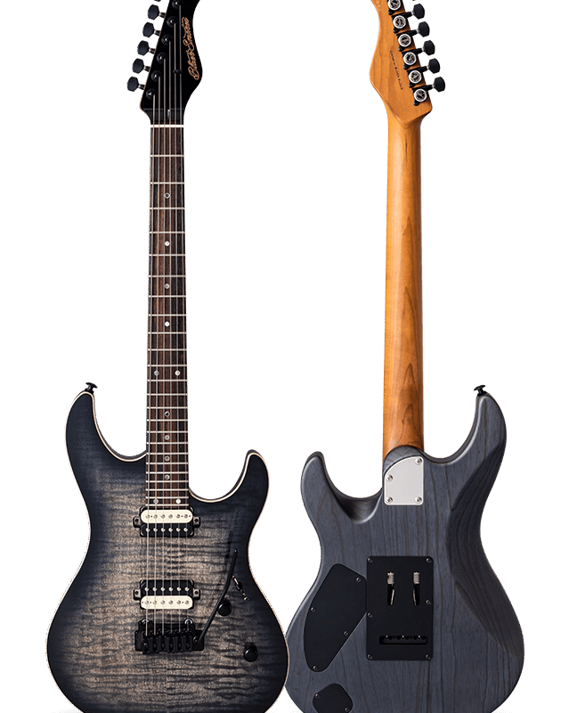 FUTURA-S HH Transparent Black / Ash Back Flame Maple AAAAA Top Body