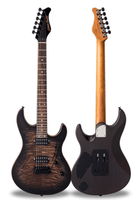 FUTURA-S HH Transparent Black / Honduras Mahogany Back Flame Camphorwood Top Body