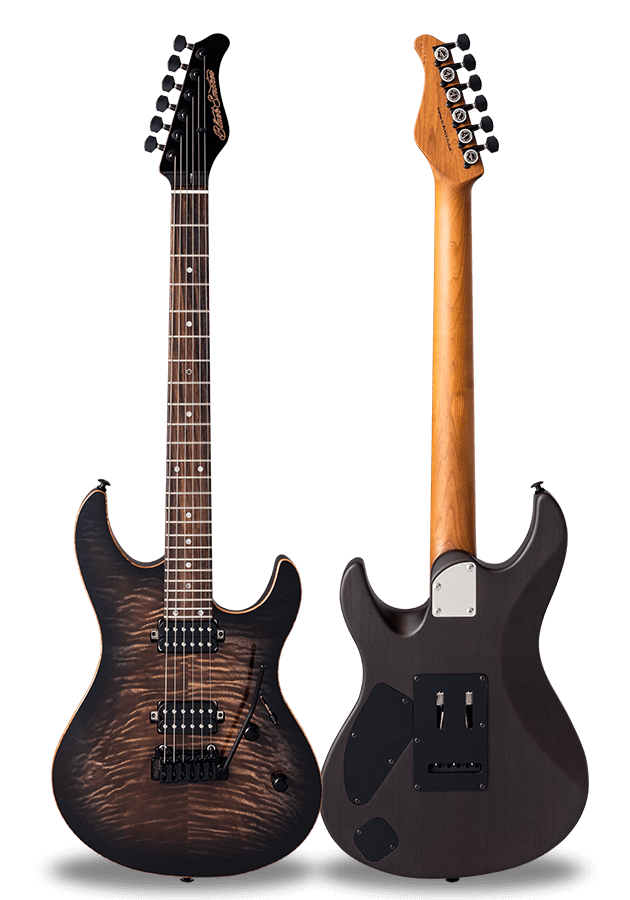 FUTURA-S HH Transparent Black / Honduras Mahogany Back Flame Camphorwood Top Body
