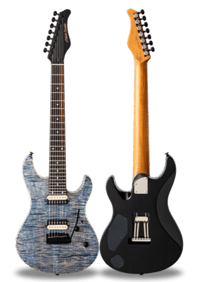 FUTURA-S7 HH LTD Faded Lazuli Blue / Fiji Mahogany Back Exotic Wood Top Body