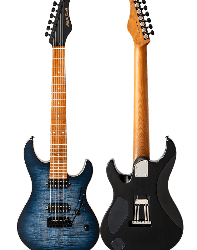 FUTURA-S7 HH LTD Lazuli Blue / Fiji Mahogany Back Exotic Wood Top Body