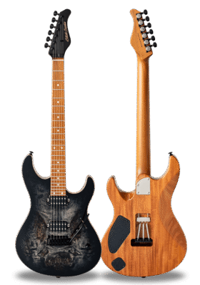 FUTURA-S HH LTD Transparent Black Burst / Fiji Mahogany Back Poplar Burl Top Body
