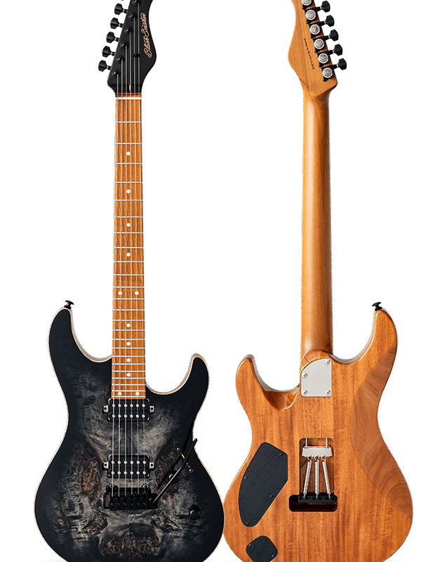 FUTURA-S HH LTD Transparent Black Burst / Fiji Mahogany Back Poplar Burl Top Body