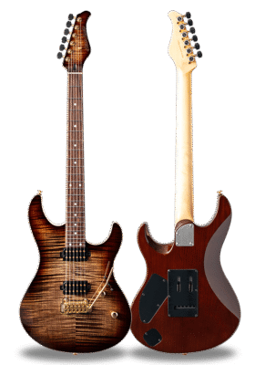 FUTURA-S HH Dark Brown Burst / Ash Back AAAA Flame Mable Top Body – Rosewood Fingerboard