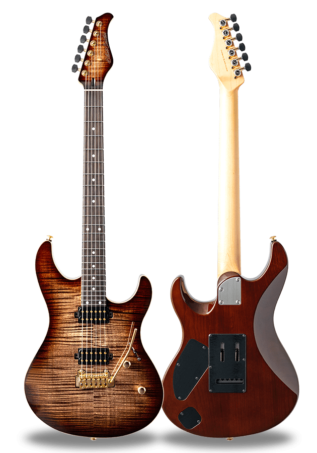 FUTURA-S HH Dark Brown Burst / Ash Back AAAA Flame Mable Top Body – Ebony Fingerboard